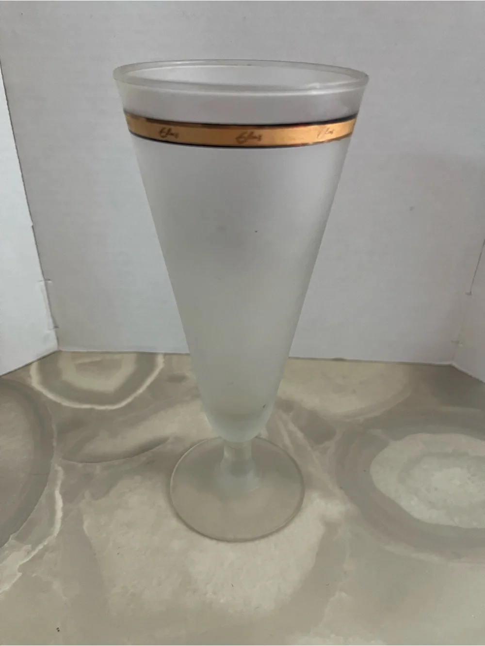 Frosted Champagne Flute with Gold Accents
